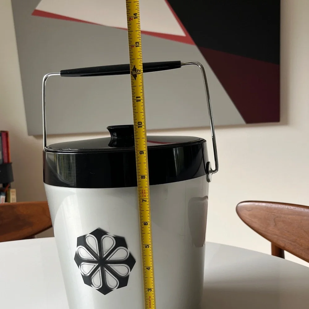 Retro Silver and Black Ice Bucket with Handle